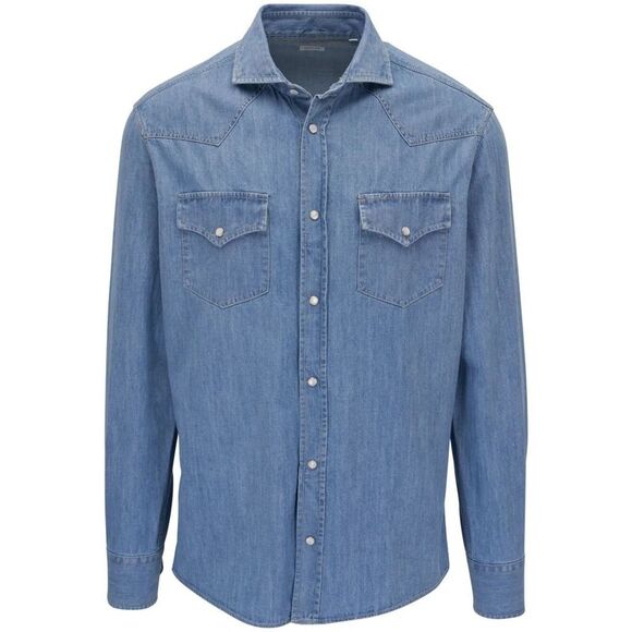 Brunello Cucinelli Men Denim Shirt